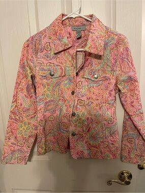 Bright Paisley Pink Women's Button-Front Jacket